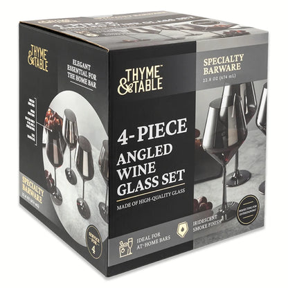Elevate Your Entertaining with Thyme & Table Iridescent Smoke Angled Wine Glasses - Set of 4 (23 Fl Oz)