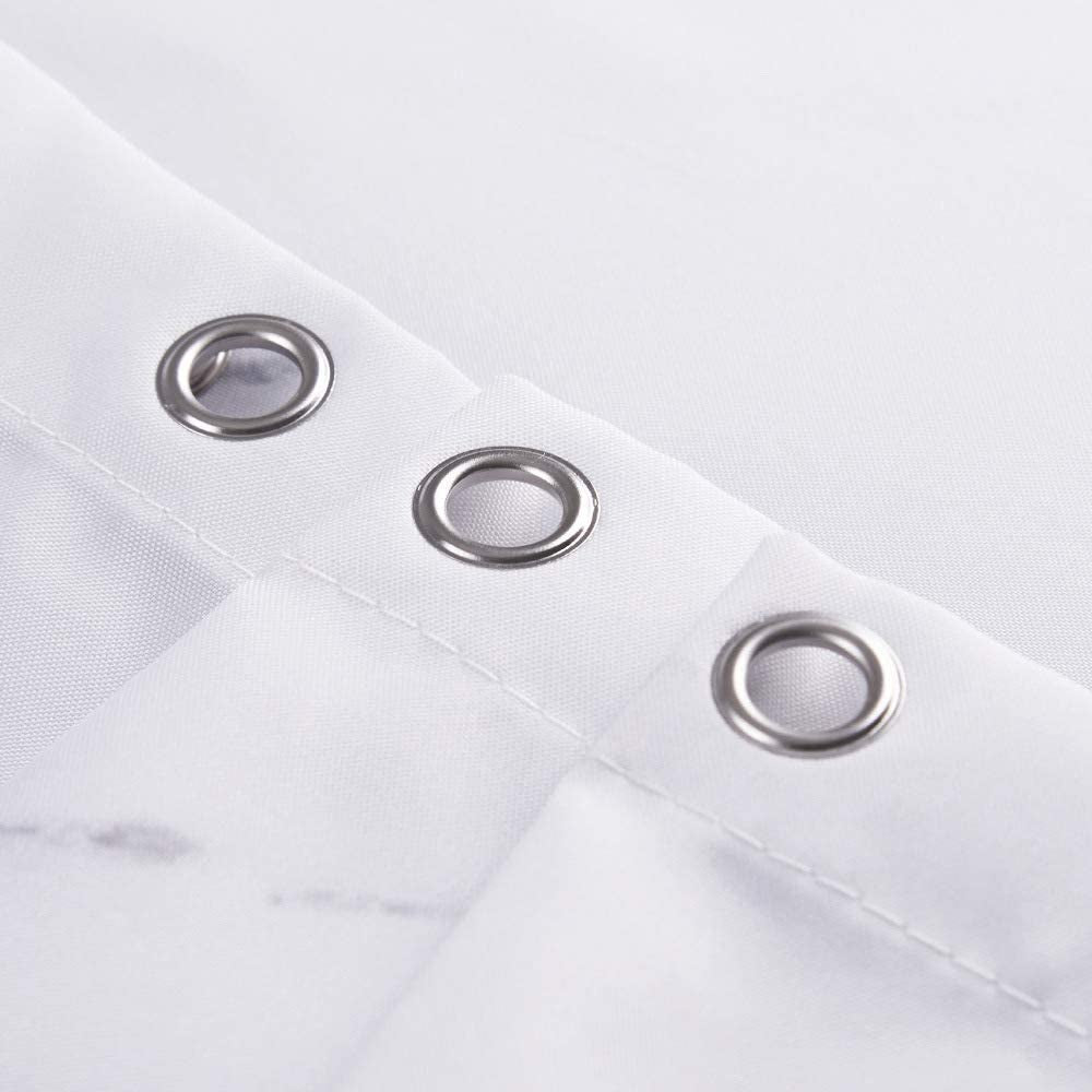 Elegant Grey and White Marble Shower Curtain - Waterproof Fabric with 3D Print, Reinforced Grommets, 72x72 Inches, Includes Hooks