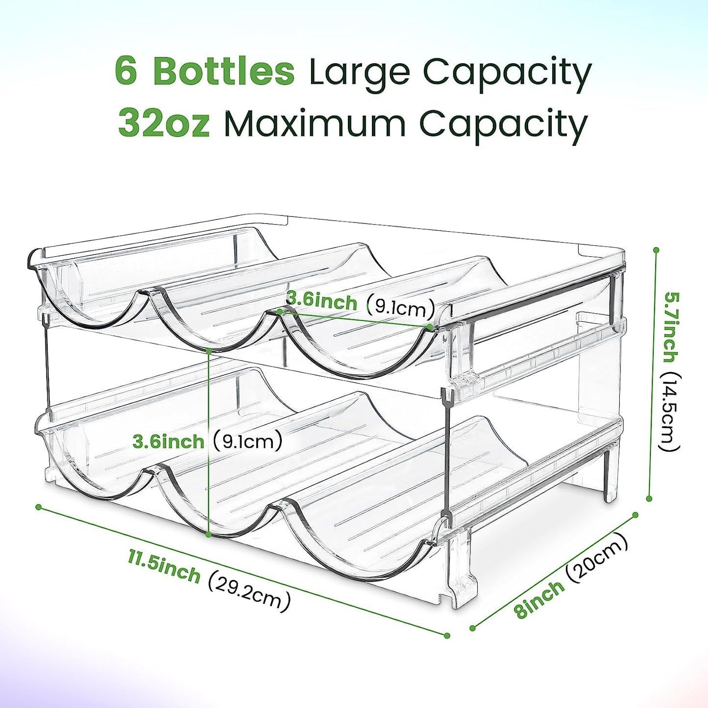 Stackable Water Bottle Organizer - 2 Pack Storage Rack for Cabinets - Efficient Water Bottle Holder