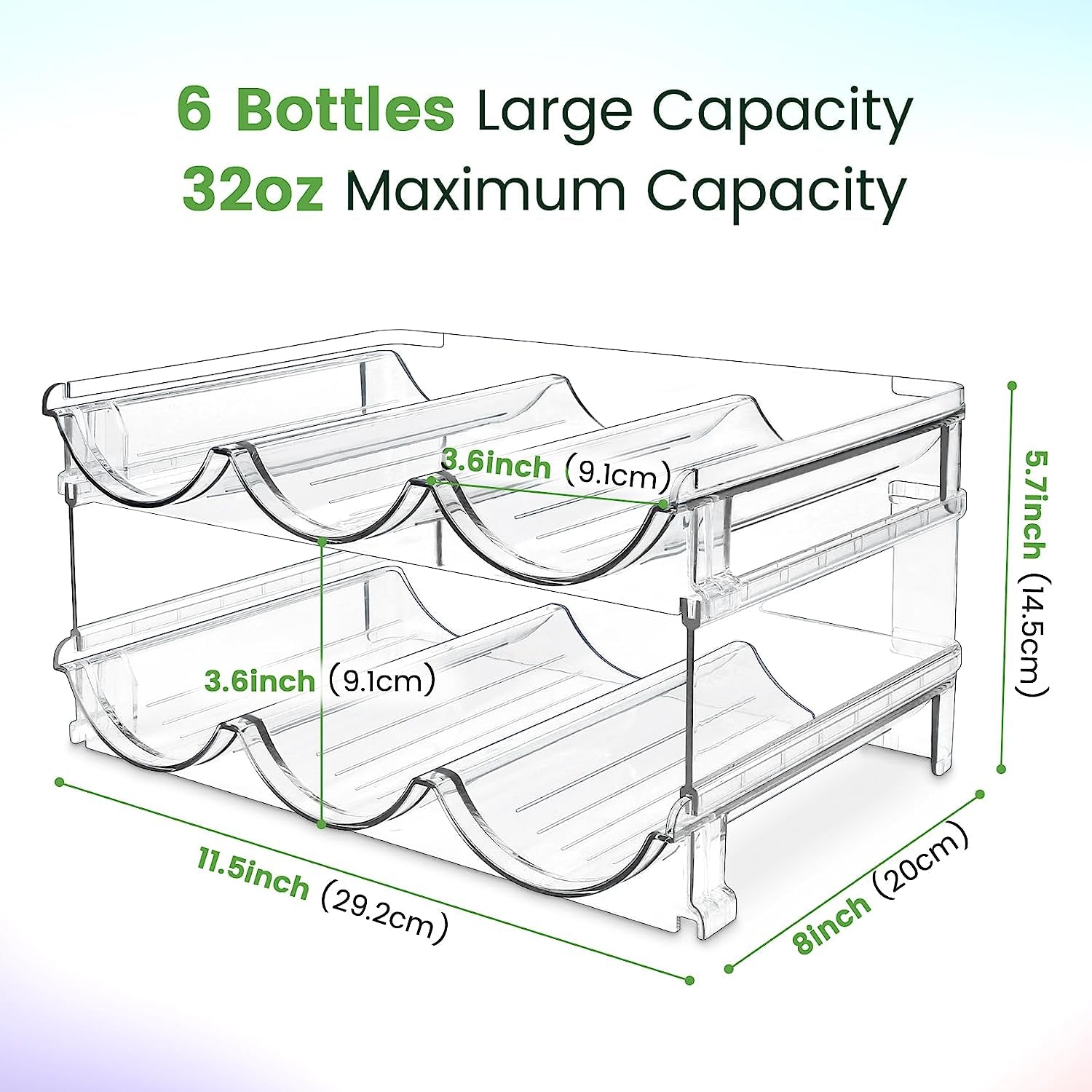 Stackable Water Bottle Organizer - 2 Pack Storage Rack for Cabinets - Efficient Water Bottle Holder