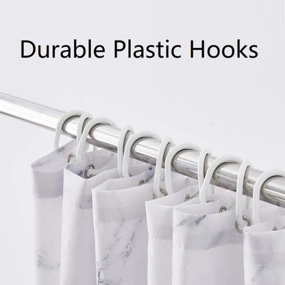 Elegant Grey and White Marble Shower Curtain - Waterproof Fabric with 3D Print, Reinforced Grommets, 72x72 Inches, Includes Hooks