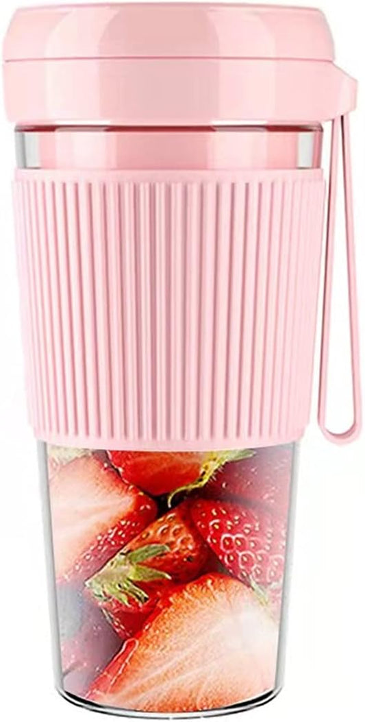 Cordless Portable Blender for Smoothies & Shakes - USB Rechargeable Mini Juicer Cup with Detachable Design, 10Oz Handheld Mixer for Travel & Gym - Stylish Pink